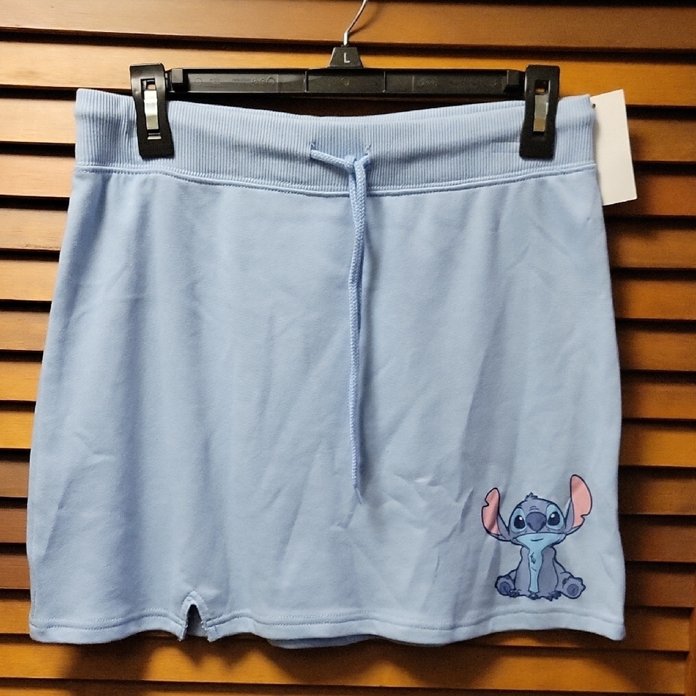 Stitch Blue Mini Drawstring Skirt Size Large